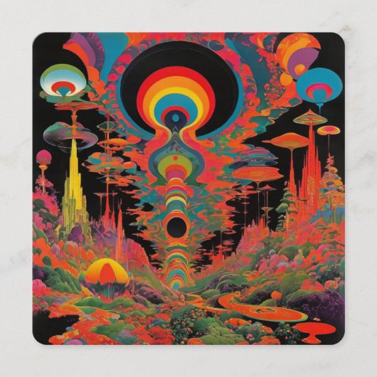 Trippy Vintage 1960s Psychedelische Retro Kunst Kaart (Voorkant)