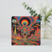 Trippy Vintage 1960s Psychedelische Retro Kunst Kaart (Staand voorkant)