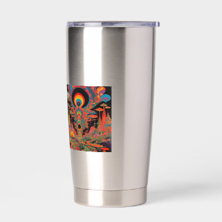 Trippy Vintage psychedelische retro kunst uit de j Geïsoleerde Drinkbeker