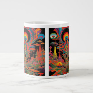 Trippy Vintage psychedelische retro kunst uit de j Grote Koffiekop