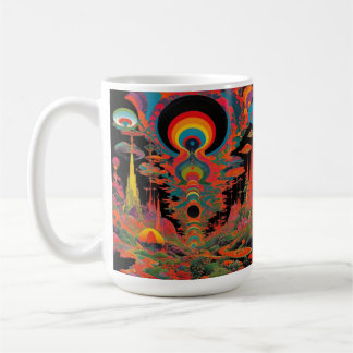 Trippy Vintage psychedelische retro kunst uit de j Koffiemok