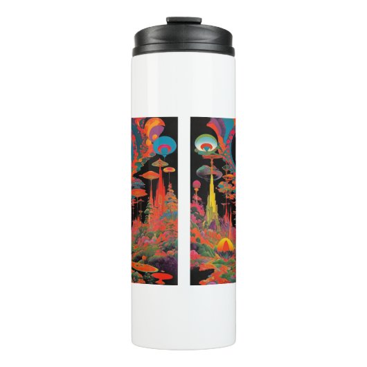Trippy Vintage psychedelische retro kunst uit de j Thermosbeker (Voorkant)