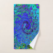 Trippy Violet Blue Abstract Retro vloeistof Bad Handdoek (Handdoek)