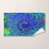 Trippy Violet Blue Abstract Retro vloeistof Bad Handdoek (Handdoek)