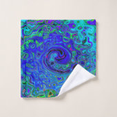 Trippy Violet Blue Abstract Retro vloeistof Bad Handdoek (Wasdoekje)