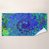 Trippy Violet Blue Abstract Retro vloeistof Badhanddoek (Badhanddoek)