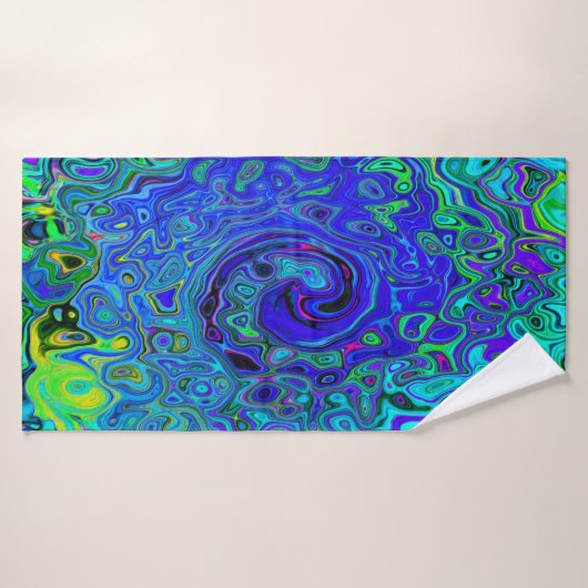 Trippy Violet Blue Abstract Retro vloeistof Badhanddoek (Badhanddoek)