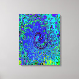 Trippy Violet Blue Abstract Retro vloeistof Canvas Afdruk