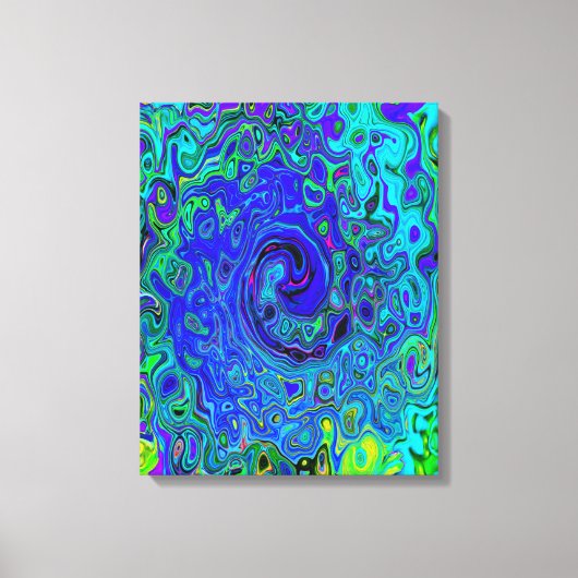 Trippy Violet Blue Abstract Retro vloeistof Canvas Afdruk (Voorkant)