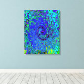 Trippy Violet Blue Abstract Retro vloeistof Canvas Afdruk (Insitu (Houten vloer))