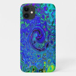 Trippy Violet Blue Abstract Retro vloeistof Case-Mate iPhone Case