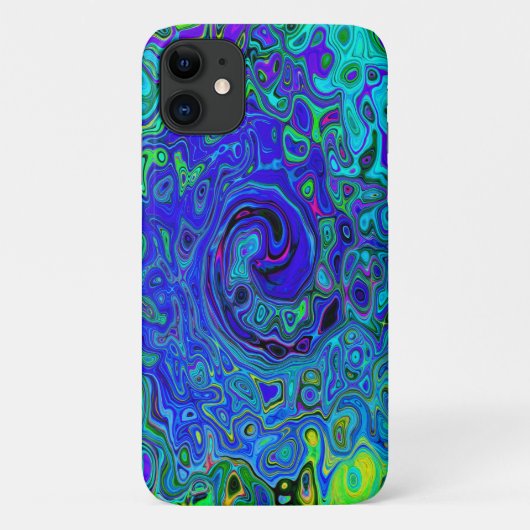 Trippy Violet Blue Abstract Retro vloeistof Case-Mate iPhone Case (Achterkant)