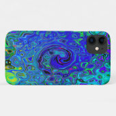 Trippy Violet Blue Abstract Retro vloeistof Case-Mate iPhone Case (Achterkant (horizontaal))