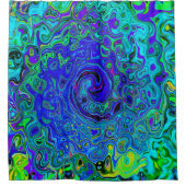 Trippy Violet Blue Abstract Retro vloeistof Douchegordijn (Voorkant)