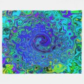 Trippy Violet Blue Abstract Retro vloeistof Fleece Deken (Voorkant (Horizontaal))