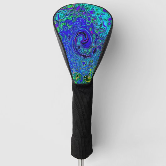 Trippy Violet Blue Abstract Retro vloeistof Golfheadcover (Voorkant)