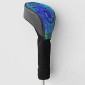Trippy Violet Blue Abstract Retro vloeistof Golfheadcover (Schuin)
