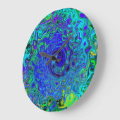 Trippy Violet Blue Abstract Retro vloeistof Grote Klok (Hoek)