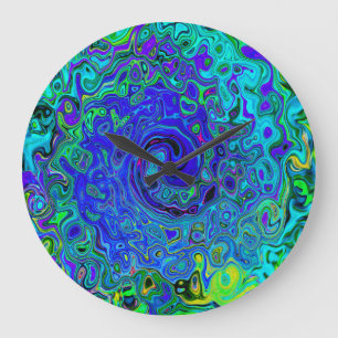 Trippy Violet Blue Abstract Retro vloeistof Grote Klok