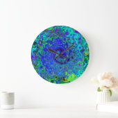 Trippy Violet Blue Abstract Retro vloeistof Grote Klok (Huis)