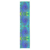 Trippy Violet Blue Abstract Retro vloeistof Korte Tafelloper (Voorkant)