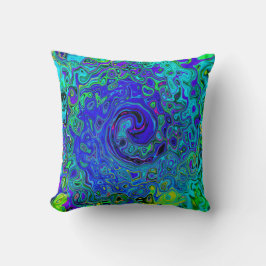 Trippy Violet Blue Abstract Retro vloeistof Kussen