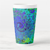 Trippy Violet Blue Abstract Retro vloeistof Latte Mok (Voorkant)