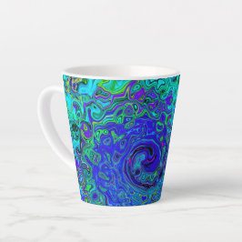 Trippy Violet Blue Abstract Retro vloeistof Latte Mok