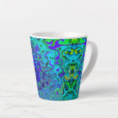 Trippy Violet Blue Abstract Retro vloeistof Latte Mok (Rechterhoek)