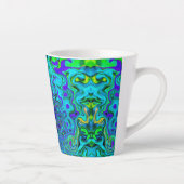 Trippy Violet Blue Abstract Retro vloeistof Latte Mok (Rechts)