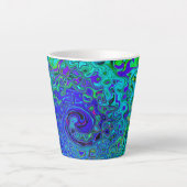 Trippy Violet Blue Abstract Retro vloeistof Latte Mok (Voorkant)