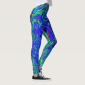 Trippy Violet Blue Abstract Retro vloeistof Leggings (Rechts)
