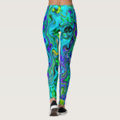 Trippy Violet Blue Abstract Retro vloeistof Leggings (Achterkant)