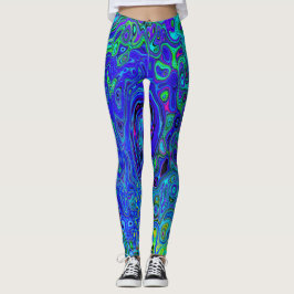 Trippy Violet Blue Abstract Retro vloeistof Leggings