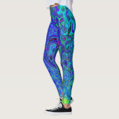 Trippy Violet Blue Abstract Retro vloeistof Leggings (Links)