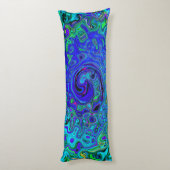 Trippy Violet Blue Abstract Retro vloeistof Lichaamskussen (Achterkant (Verticaal))