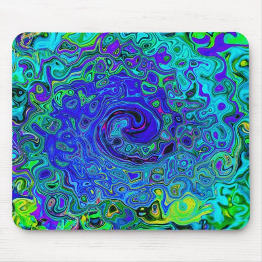 Trippy Violet Blue Abstract Retro vloeistof Muismat (Voorkant)