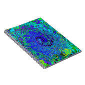 Trippy Violet Blue Abstract Retro vloeistof Notitieboek (Rechterzijde)