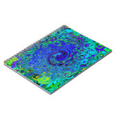 Trippy Violet Blue Abstract Retro vloeistof Notitieboek (Linkerzijde)