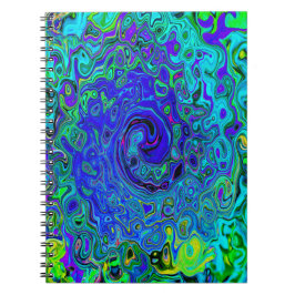 Trippy Violet Blue Abstract Retro vloeistof Notitieboek
