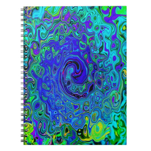 Trippy Violet Blue Abstract Retro vloeistof Notitieboek (Voorkant)