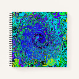 Trippy Violet Blue Abstract Retro vloeistof Notitieboek