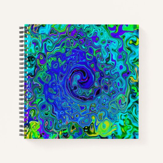 Trippy Violet Blue Abstract Retro vloeistof Notitieboek (Voorkant)