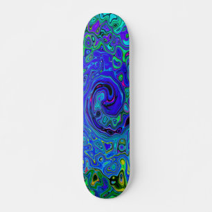 Trippy Violet Blue Abstract Retro vloeistof Persoonlijk Skateboard