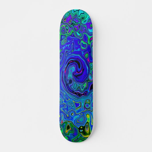 Trippy Violet Blue Abstract Retro vloeistof Persoonlijk Skateboard (Voorkant)