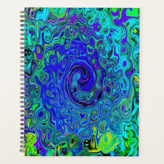 Trippy Violet Blue Abstract Retro vloeistof Planner (Voorkant)
