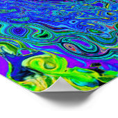 Trippy Violet Blue Abstract Retro vloeistof Poster (Hoek)