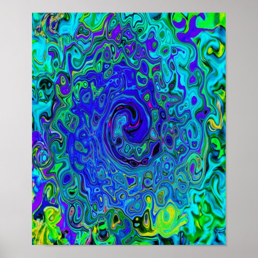 Trippy Violet Blue Abstract Retro vloeistof Poster (Voorkant)