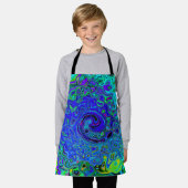 Trippy Violet Blue Abstract Retro vloeistof Schort (Gedragen)