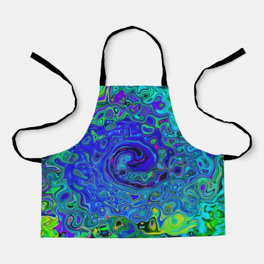 Trippy Violet Blue Abstract Retro vloeistof Schort (Voorkant)